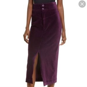 Free People Purple Ribbed Pencil Midi Skirt NWOT